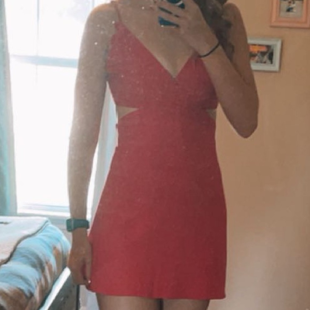 Red strappy cutout dress